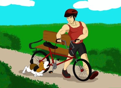 perro al costado de la bicicleta